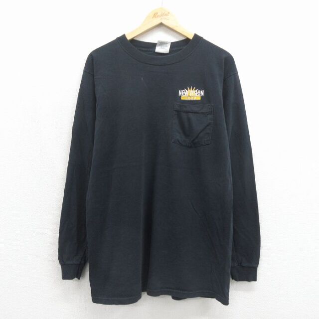 90s 長袖Tシャツ ニュービジョン ブラック メンズL相当 | 古着