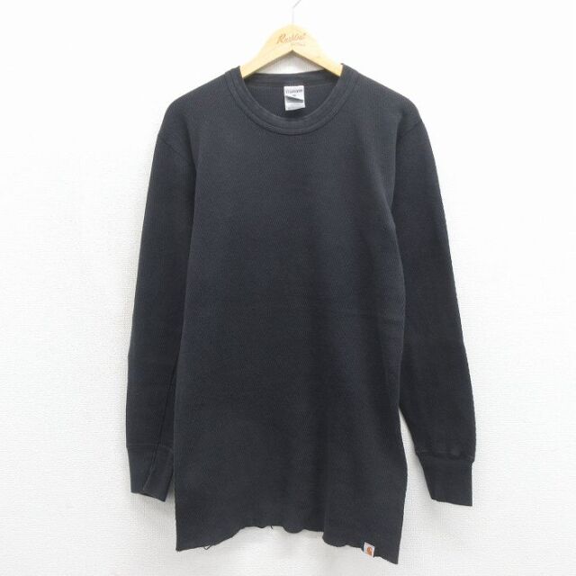 カーハート 長袖サーマルTシャツ 無地 ブラック メンズM相当 | 古着
