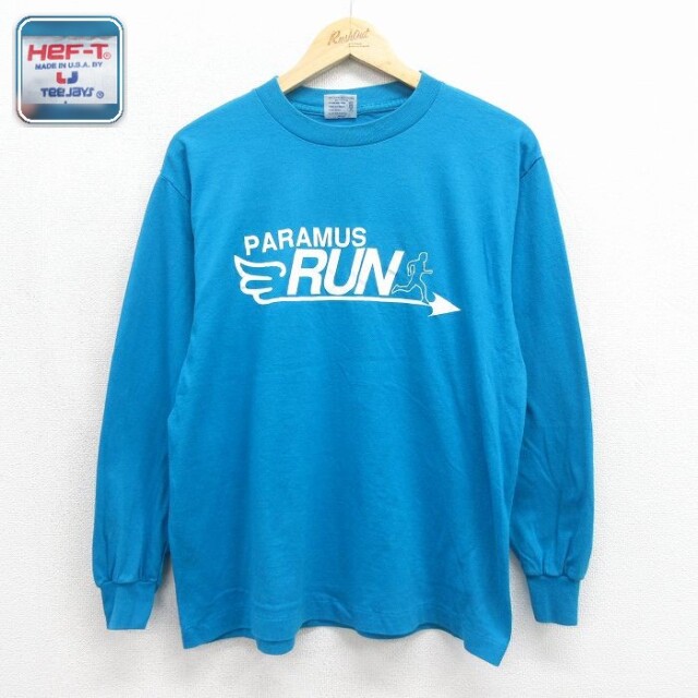 80s 長袖Tシャツ RUN ブルー メンズL相当 | 古着
