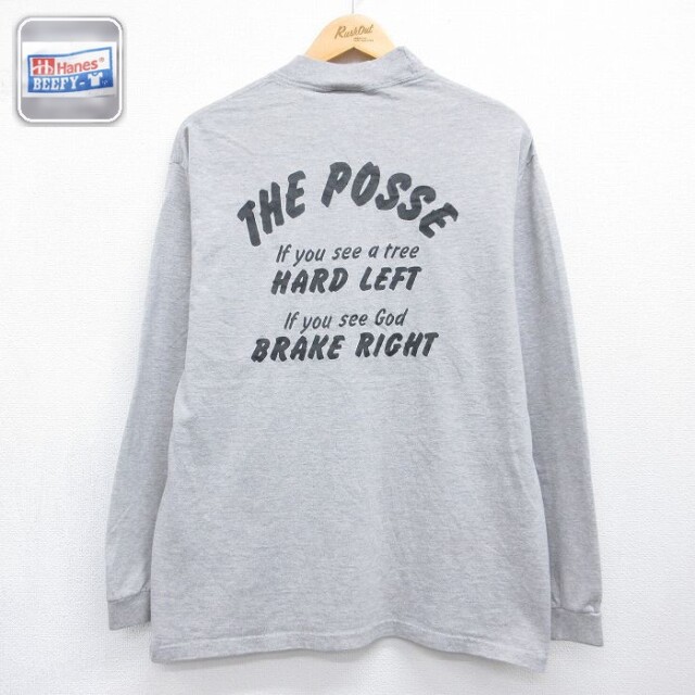 ヘインズ 00s 長袖Tシャツ THE POSSE グレー メンズL相当 | 古着