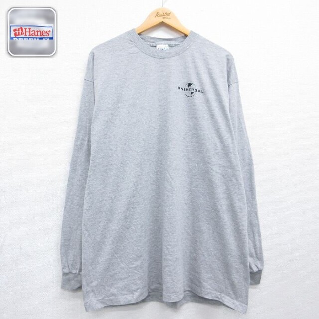 ヘインズ 00s 長袖Tシャツ ユニバーサル グレー メンズXL相当 | 古着
