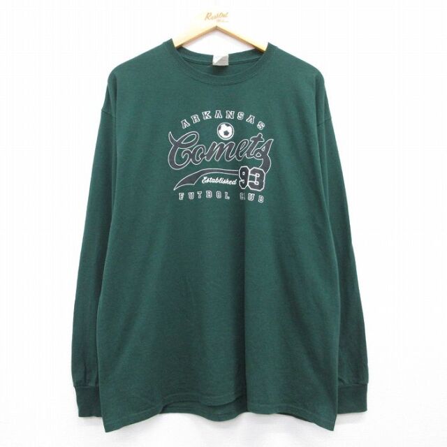 XL★古着 ジャージーズ 長袖 Tシャツ メンズ Comets サッカー クルーネック グリーン 26jun09