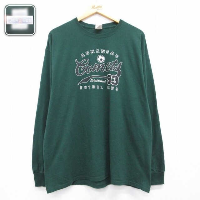 ジャージーズ 長袖 Tシャツ Comets サッカー クルーネック グリーン メンズXL相当 | 古着