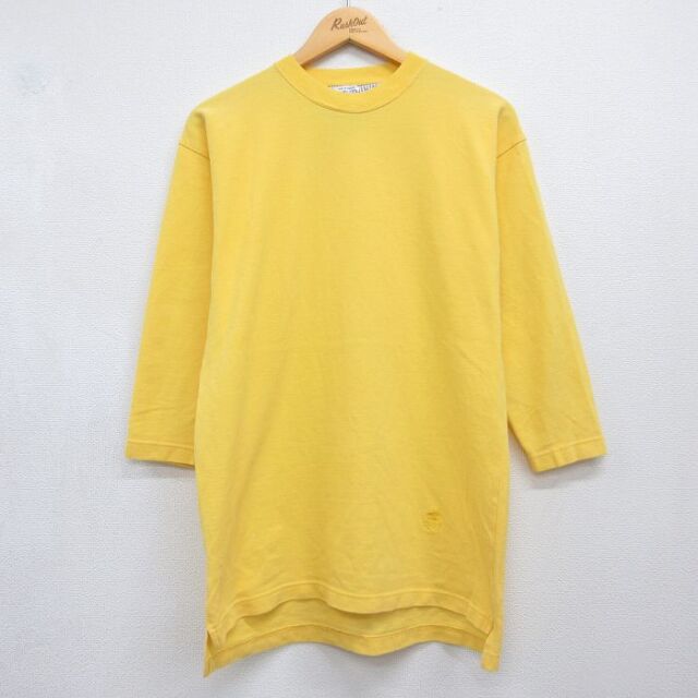 トミーヒルフィガー 90s 7分袖Tシャツ ワンポイントロゴ イエロー メンズM相当 | 古着