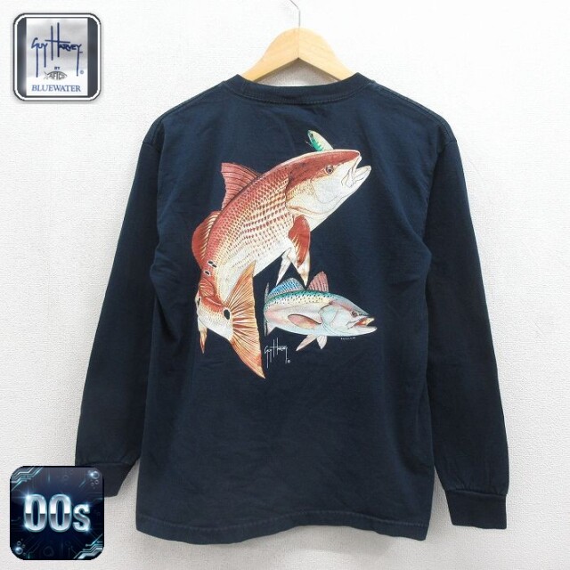 00s 長袖Tシャツ 魚 ブラック メンズM相当 | 古着