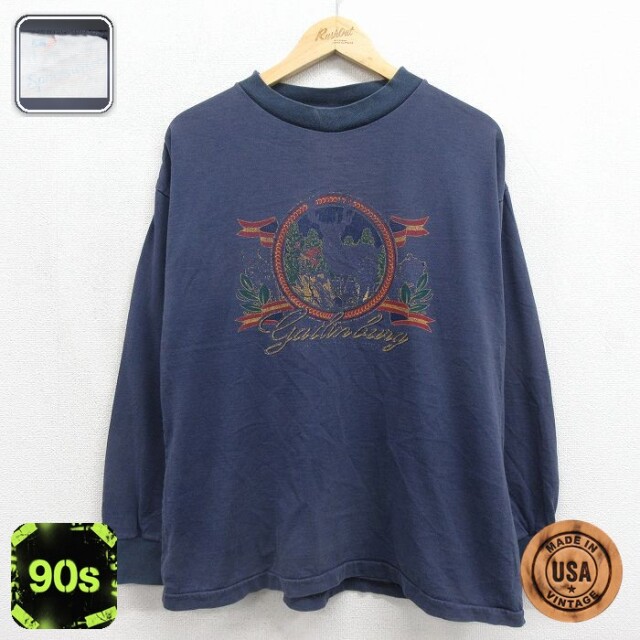 90s 長袖Tシャツ シカ ネイビー メンズXL相当 | 古着