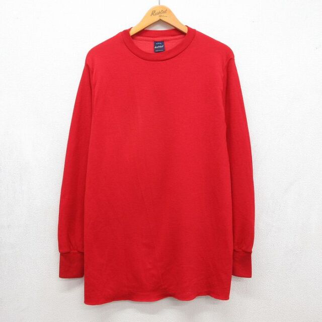 デュオフォールド 90s 長袖Tシャツ 無地 レッド メンズL相当 | 古着