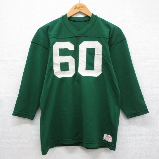 ウィルソン 90s 7分袖フットボールTシャツ 60 グリーン メンズM相当 | 古着