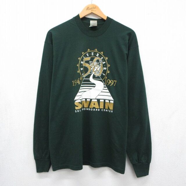 フルーツオブザルーム 90s 長袖Tシャツ SWAIN グリーン メンズL相当 | 古着