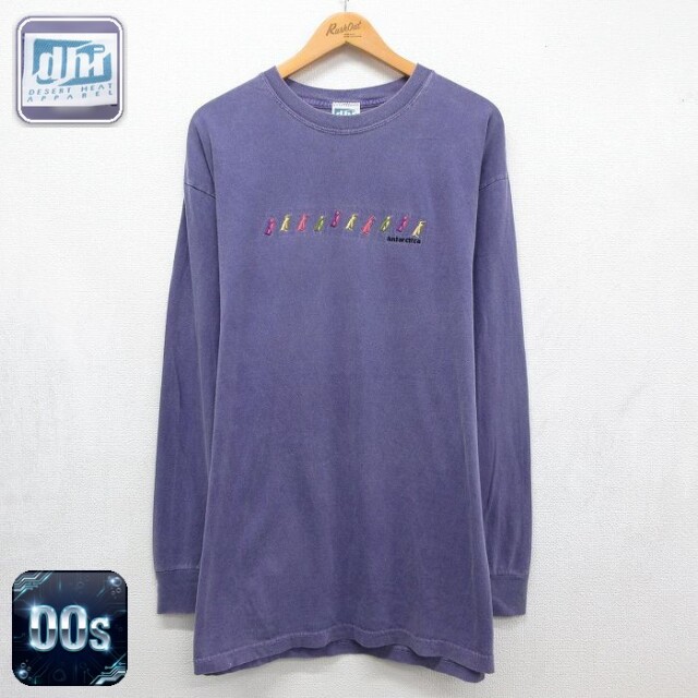 00s 長袖Tシャツ Antarctica刺繍 ネイビー メンズL相当 | 古着