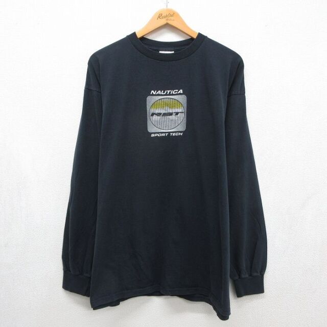 ノーティカ 90s 長袖Tシャツ ビッグロゴ ブラック メンズXL相当 | 古着