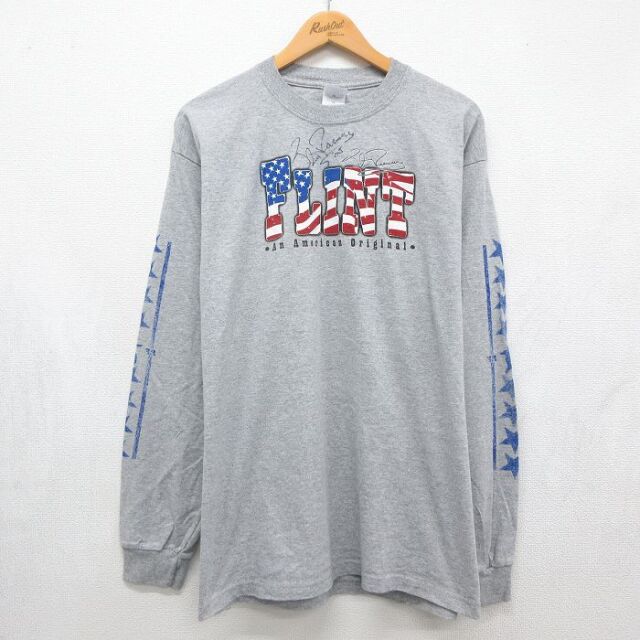 00s 長袖Tシャツ FLINTサイン入り グレー メンズL相当 | 古着