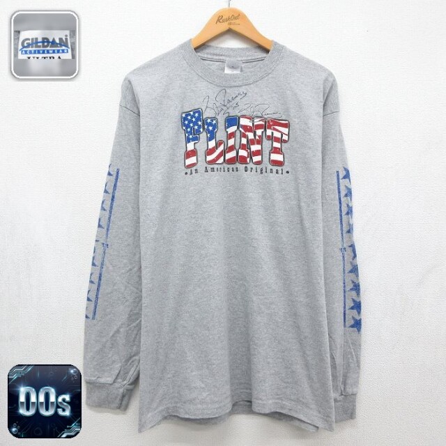 00s 長袖Tシャツ FLINTサイン入り グレー メンズL相当 | 古着