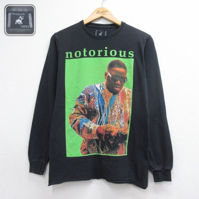 長袖ラップTシャツ ノトーリアスBIGプリント ブラック メンズS相当 | 古着