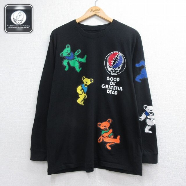 グレイトフルデッド 長袖Tシャツ デッドベア ブラック メンズXL相当 | 古着