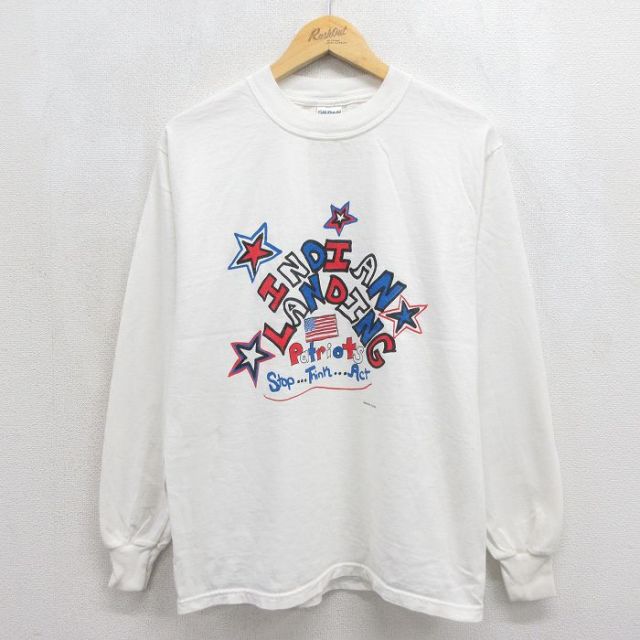 00s 長袖Tシャツ メッセージ ホワイト メンズM相当 | 古着