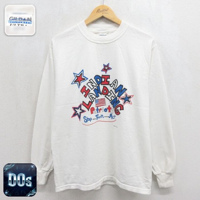 00s 長袖Tシャツ メッセージ ホワイト メンズM相当 | 古着