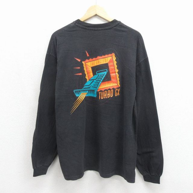 ヘインズ 90s 長袖Tシャツ TUABOGX ブラック メンズXL相当 | 古着