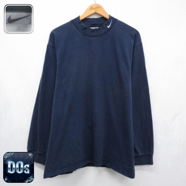 ナイキ 00s 長袖Tシャツ ワンポイントロゴ ネイビー メンズL相当 | 古着