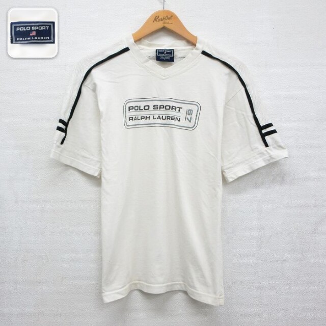 ラルフローレン 長袖Tシャツ ビッグロゴ ホワイト メンズM相当 | 古着