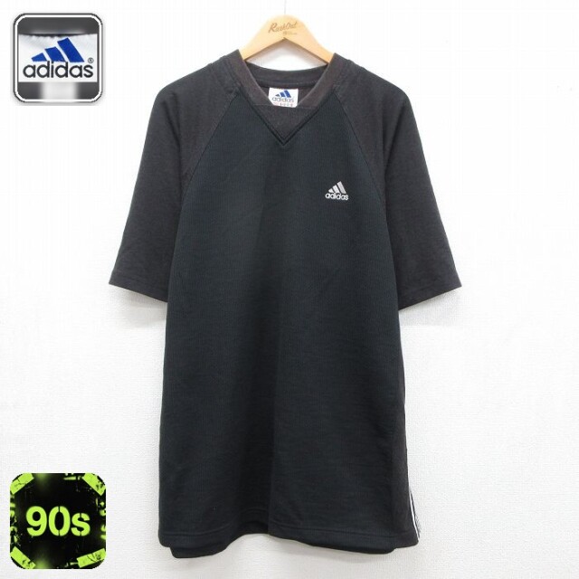 アディダス 90s 長袖Tシャツ ワンポイントロゴ ブラック メンズXL相当 | 古着