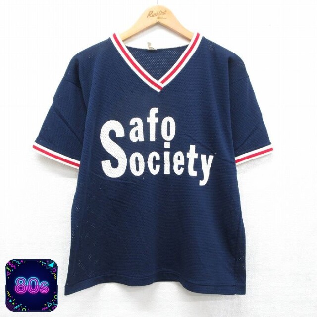 80s 長袖Tシャツ Society ネイビー メンズL相当 | 古着