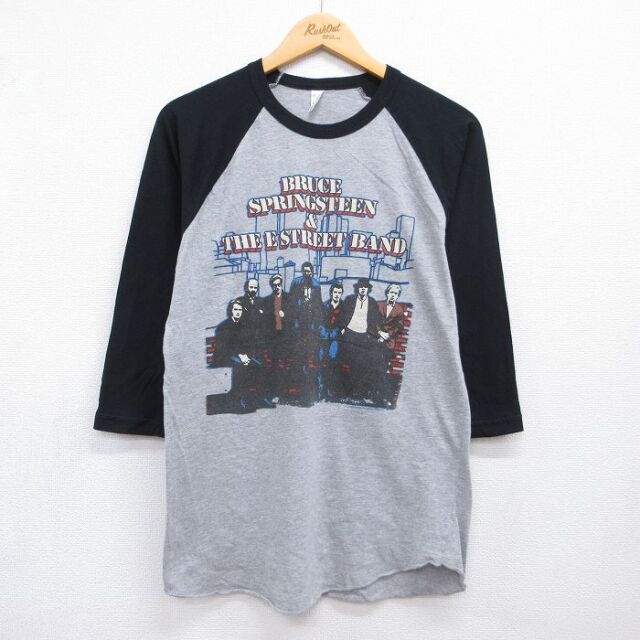 アメリカンアパレル 7分袖Tシャツ ブルーススプリングスティーン グレー メンズM相当 | 古着