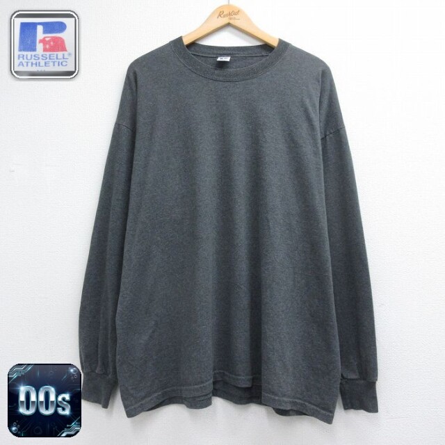 ラッセル 00s 長袖Tシャツ ワンポイントロゴ グレー メンズXL相当 | 古着