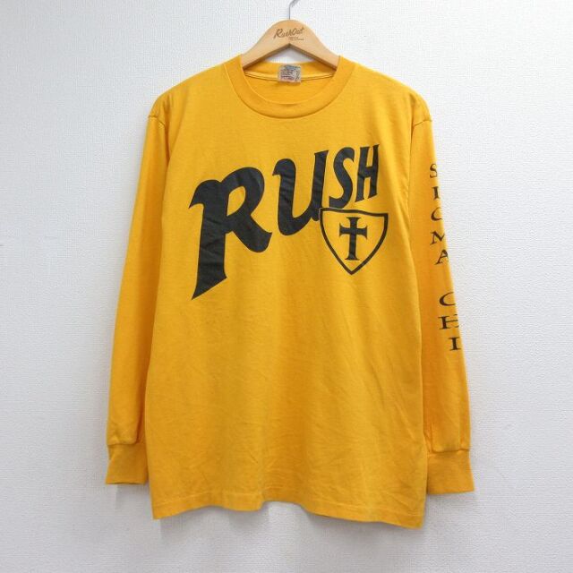 80s 長袖Tシャツ RUSH イエロー メンズL相当 | 古着
