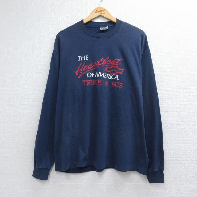 80s 長袖Tシャツ ハートビート ネイビー メンズXL相当 | 古着