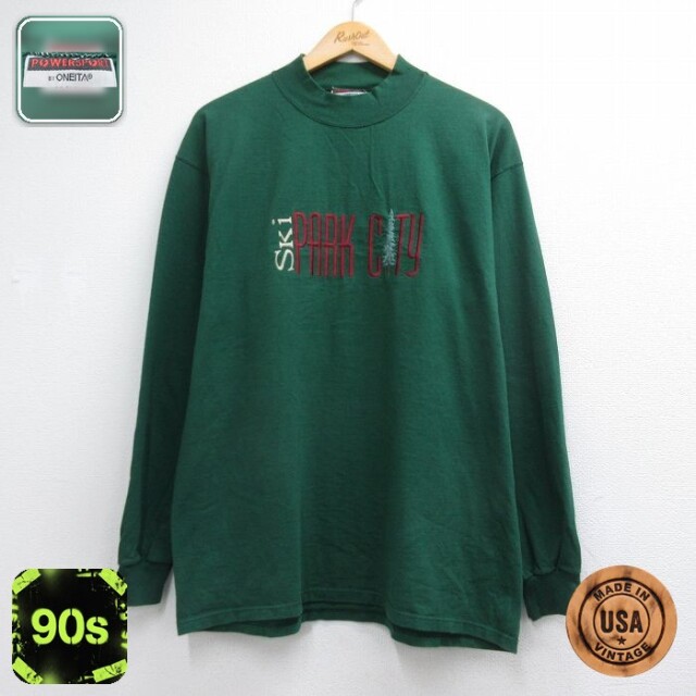 オニータ 90s 長袖Tシャツ スキー グリーン メンズXL相当 | 古着