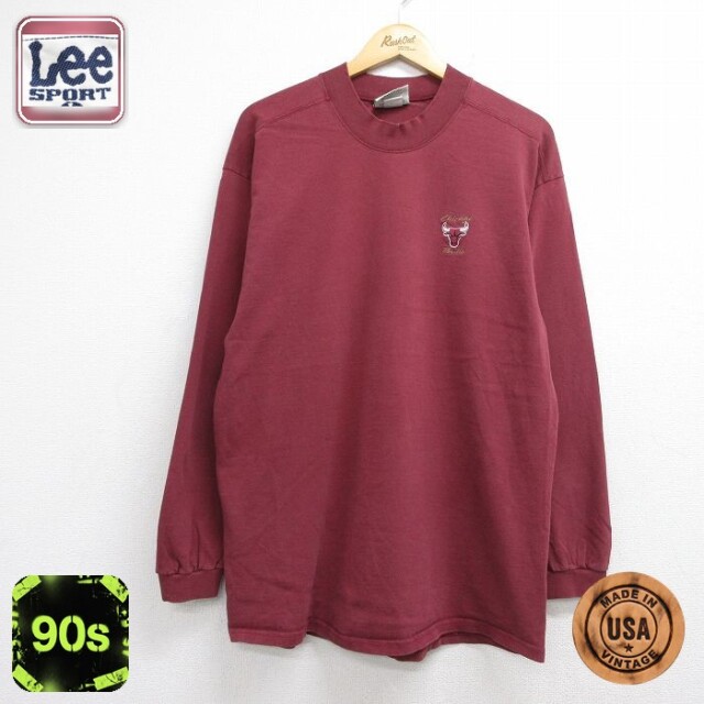 リー 90s 長袖Tシャツ シカゴブルズ バーガンディ メンズXL相当 | 古着