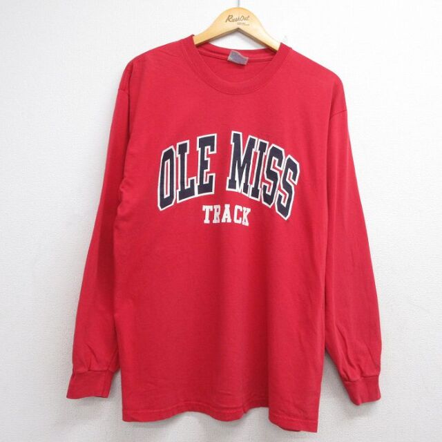ヘインズ 00s 長袖Tシャツ OLE レッド メンズL相当 | 古着