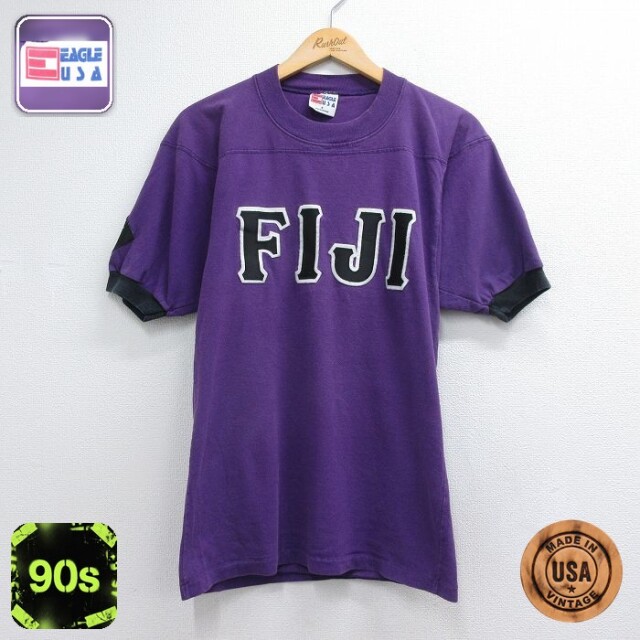 90s 半袖Tシャツ FIJIプリント パープル メンズS相当 | 古着