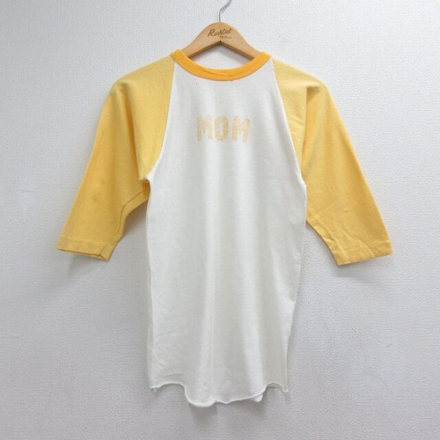 ラッセル 70s 7分袖Tシャツ MOM ホワイト メンズS相当 | 古着