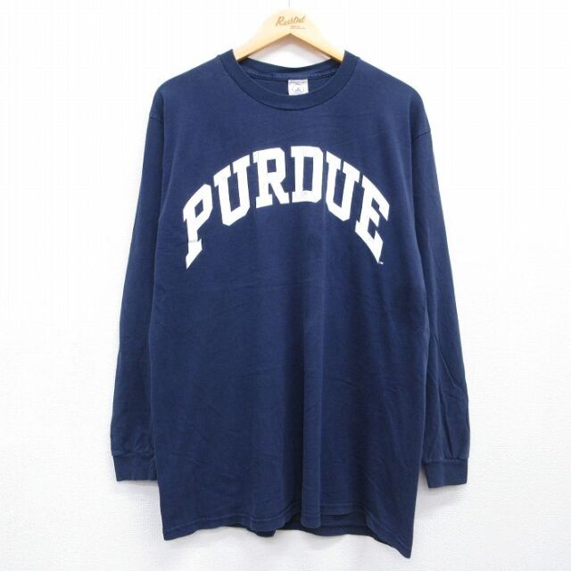 00s 長袖Tシャツ PURDUE ネイビー メンズM相当 | 古着