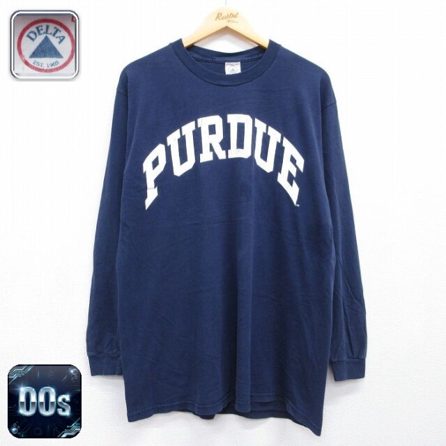 00s 長袖Tシャツ PURDUE ネイビー メンズM相当 | 古着