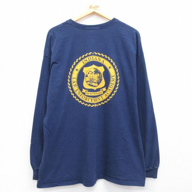 ヘインズ 00s 長袖Tシャツ INDIANA ネイビー メンズXL相当 | 古着