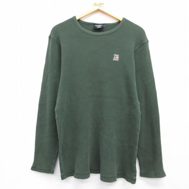 ラルフローレン 長袖サーマルTシャツ ワンポイントロゴ カーキ メンズM相当 | 古着