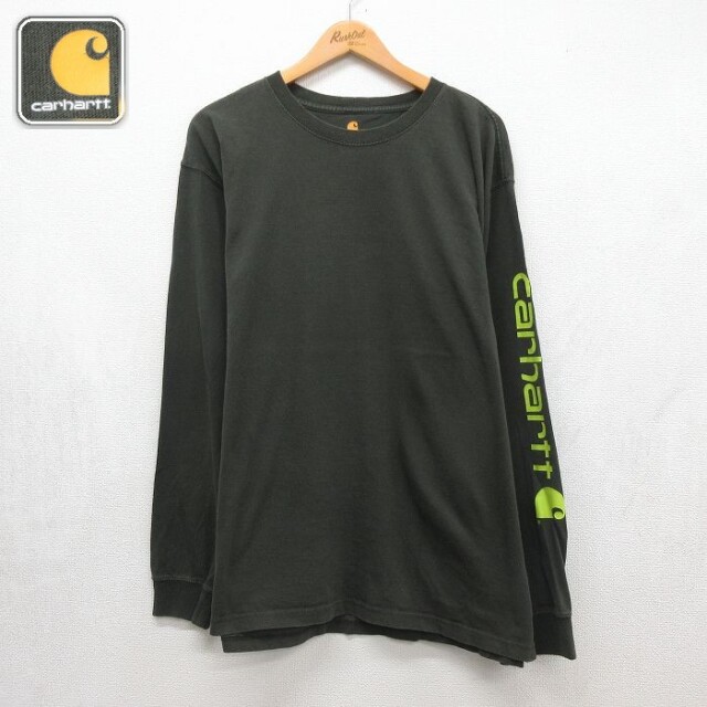 カーハート 長袖Tシャツ ビッグロゴ カーキ メンズXL相当 | 古着