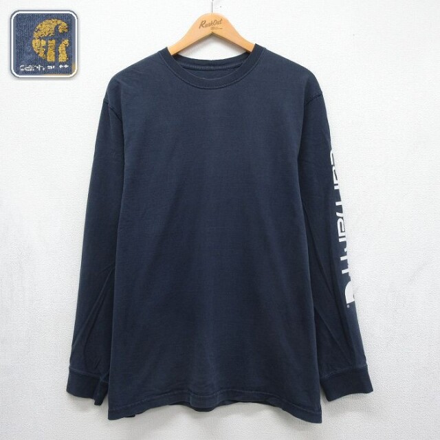 カーハート 長袖Tシャツ ビッグロゴ ネイビー メンズXL相当 | 古着