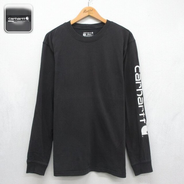 カーハート 長袖Tシャツ ビッグロゴ ブラック メンズL相当 | 古着