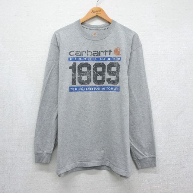 カーハート 長袖Tシャツ ビッグロゴ グレー メンズXL相当 | 古着