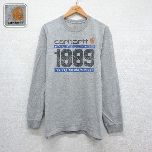 カーハート 長袖Tシャツ ビッグロゴ グレー メンズXL相当 | 古着