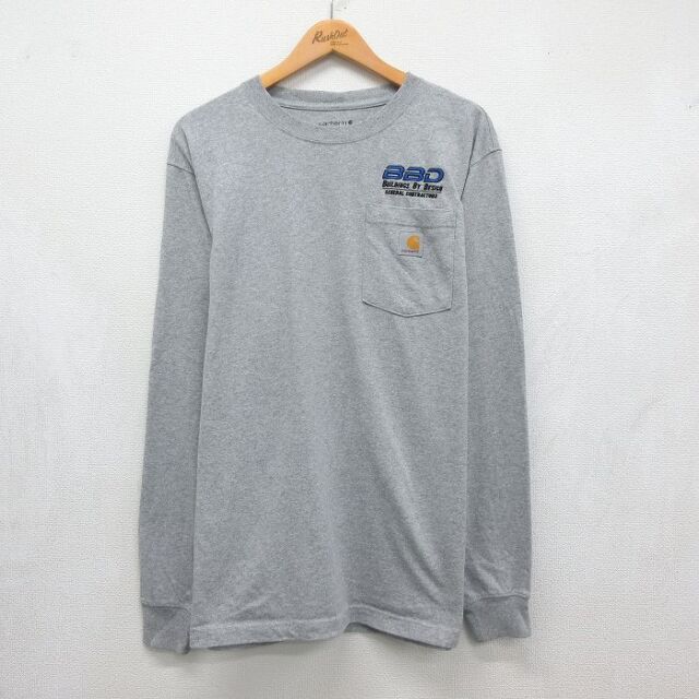 カーハート 長袖Tシャツ ワンポイントロゴ グレー メンズXL相当 | 古着