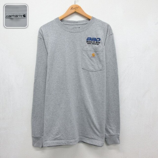 カーハート 長袖Tシャツ ワンポイントロゴ グレー メンズXL相当 | 古着