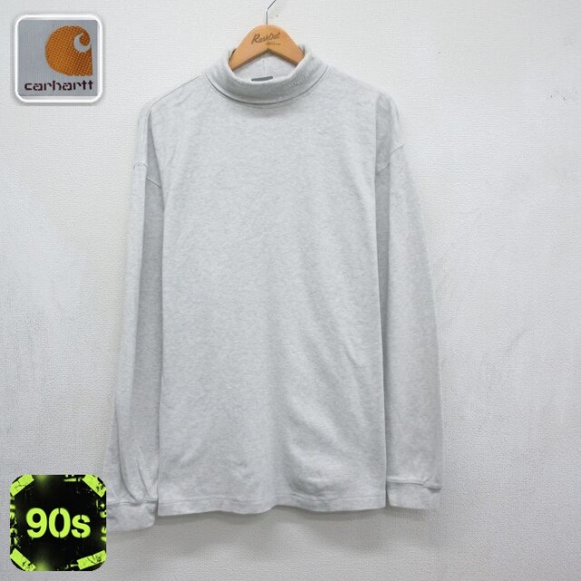 カーハート 90s 長袖Tシャツ ワンポイントロゴ グレー メンズXL相当 | 古着
