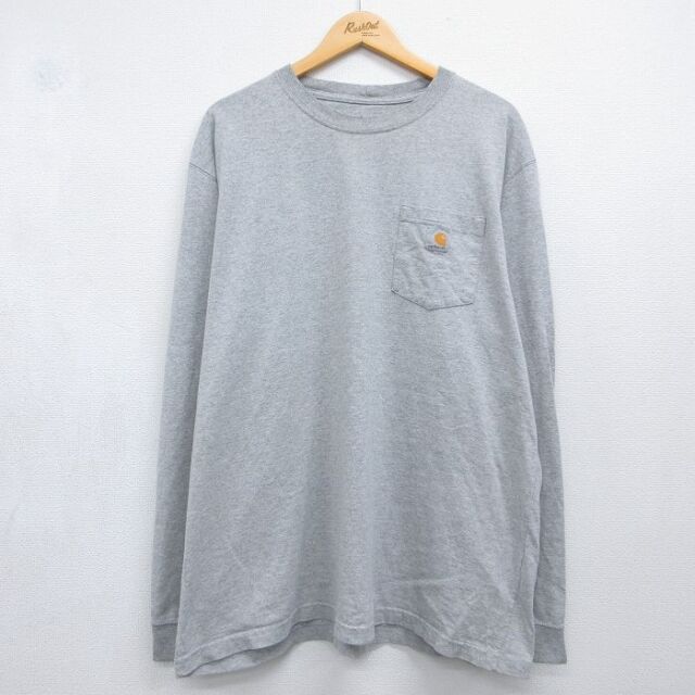 カーハート 長袖Tシャツ ワンポイントロゴ グレー メンズXL相当 | 古着