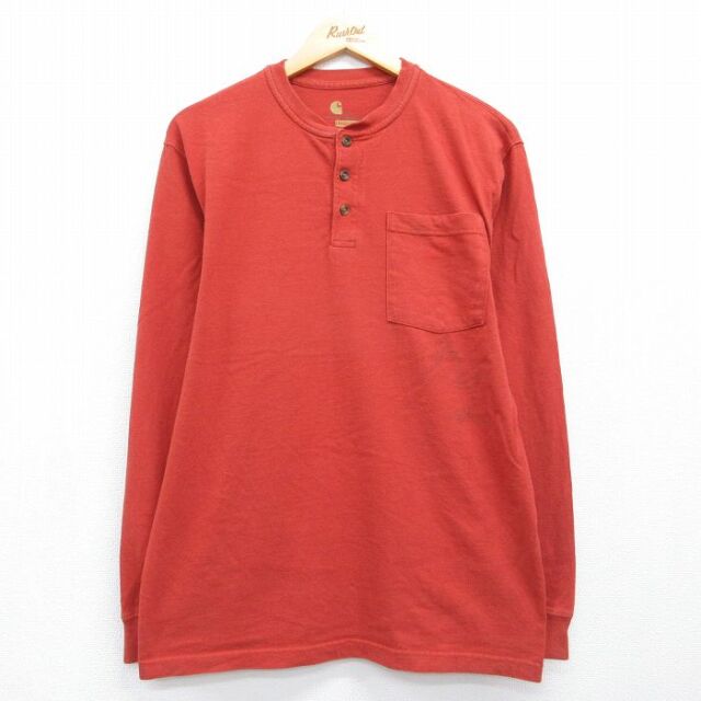 カーハート 長袖Tシャツ 胸ポケット付き バーガンディ メンズL相当 | 古着