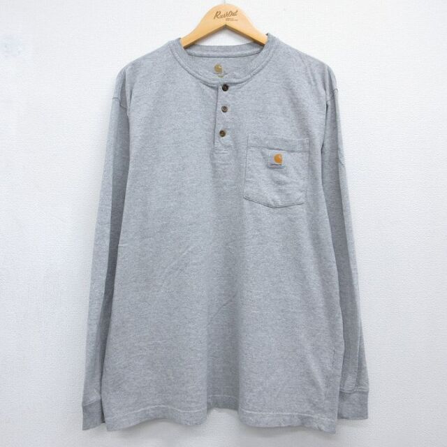 カーハート 長袖Tシャツ ワンポイントロゴ グレー メンズXL相当 | 古着
